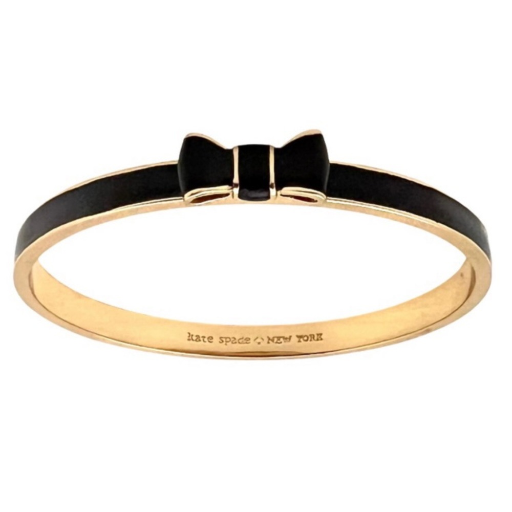 KATE SPADE Black Take A Bow Enamel Layering Stackable Bangle Bracelet - Picture 2 of 16